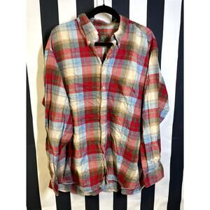 GITMAN BROS Plaid Long Sleeve Button Down Collar Flannel Shirt Men's XXL